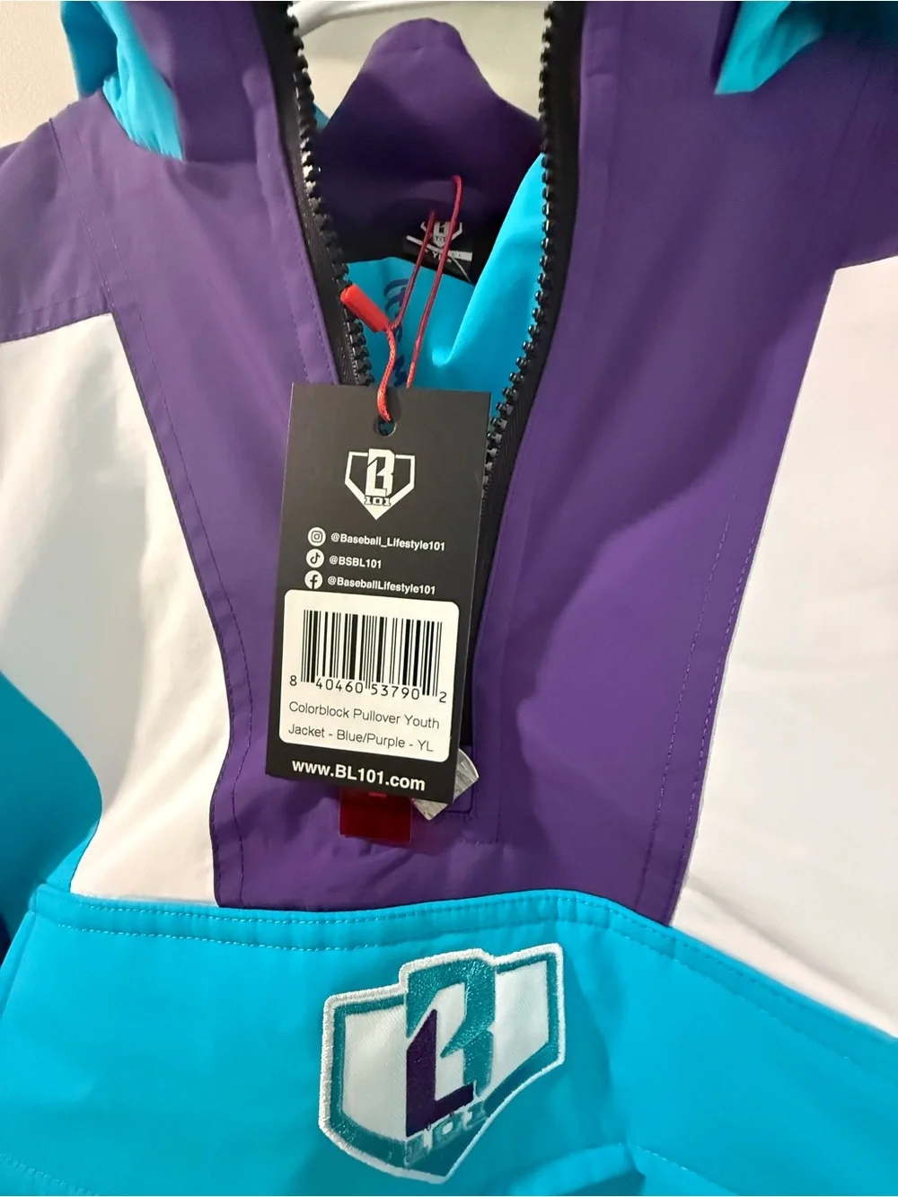 Kids Aqua & Purple Hooded Pullover Raincoat